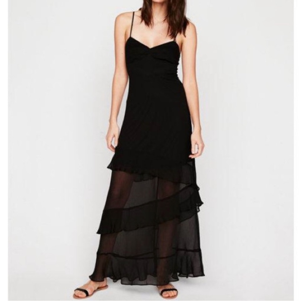 Express Sweetheart Chiffon Ruffles Black Dress Size 0